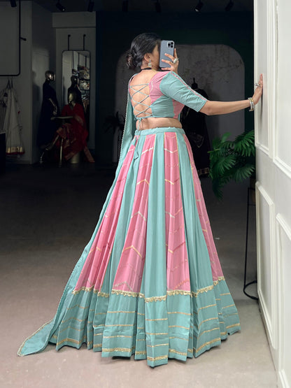 Srishti Pastel Elegance Sea-Green Pink Lehenga Choli
