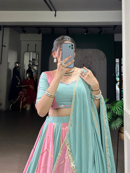Srishti Pastel Elegance Sea-Green Pink Lehenga Choli