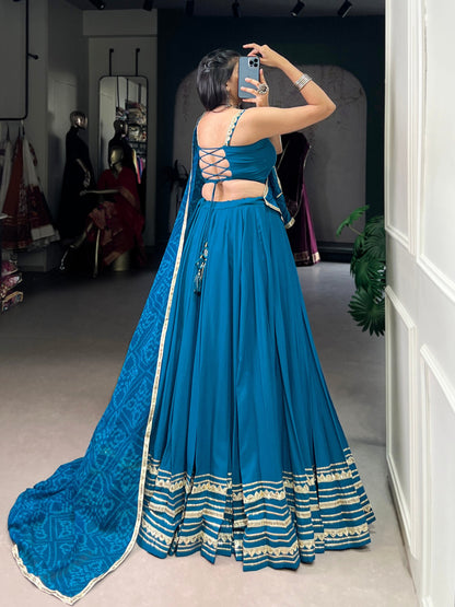 Rakshika Royal Blue with Golden Border Lehenga Choli