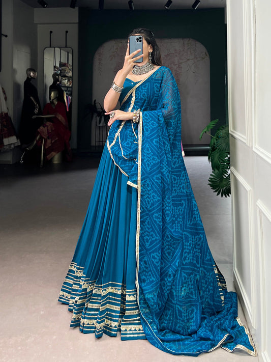 Rakshika Royal Blue with Golden Border Lehenga Choli