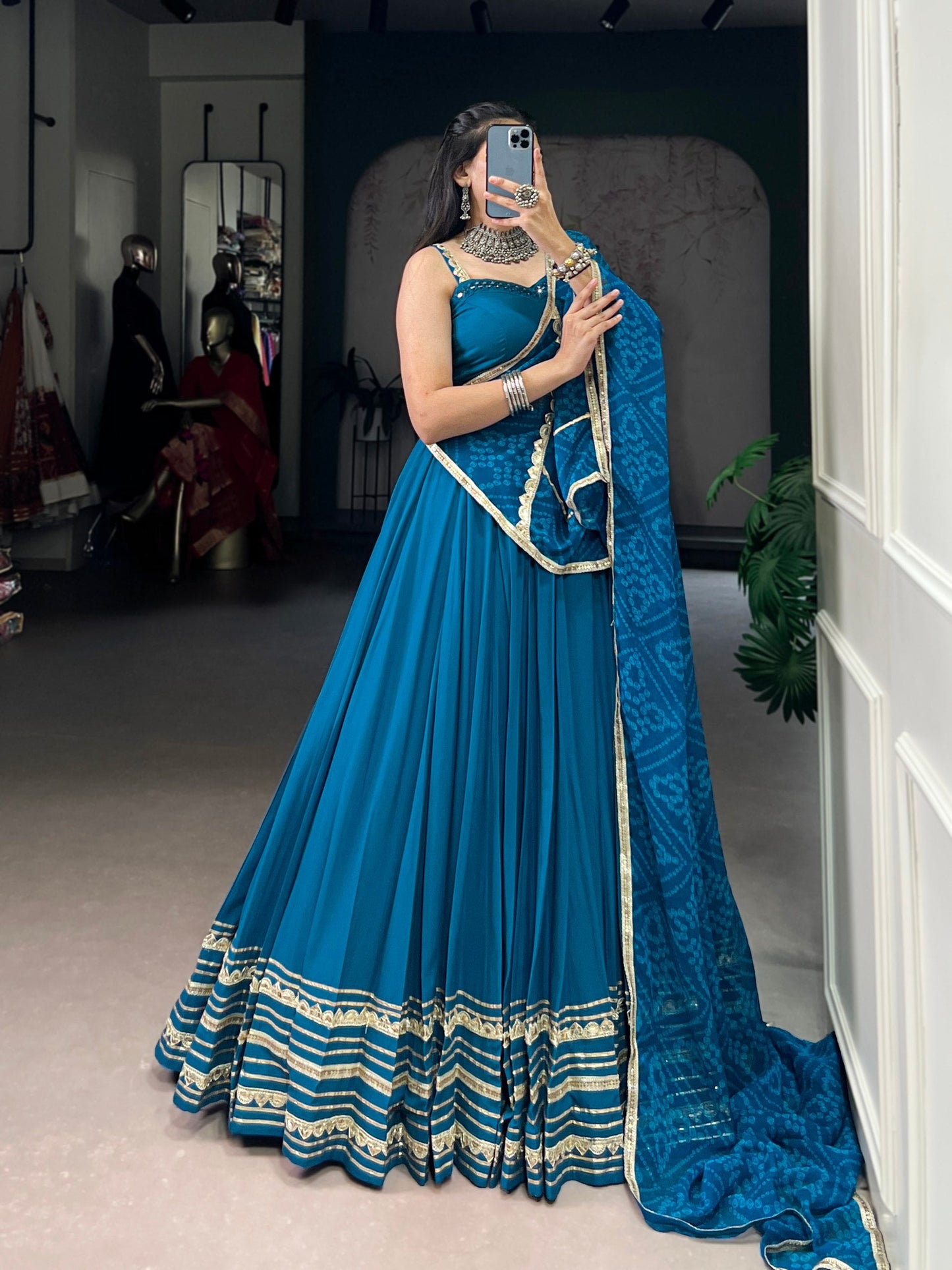 Rakshika Royal Blue with Golden Border Lehenga Choli