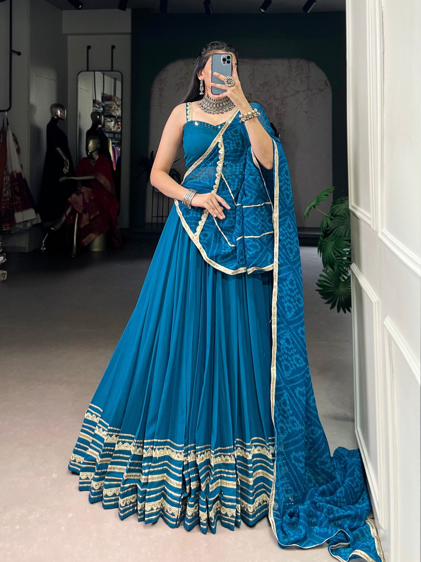 Rakshika Royal Blue with Golden Border Lehenga Choli