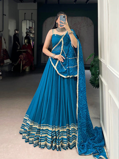 Rakshika Royal Blue with Golden Border Lehenga Choli