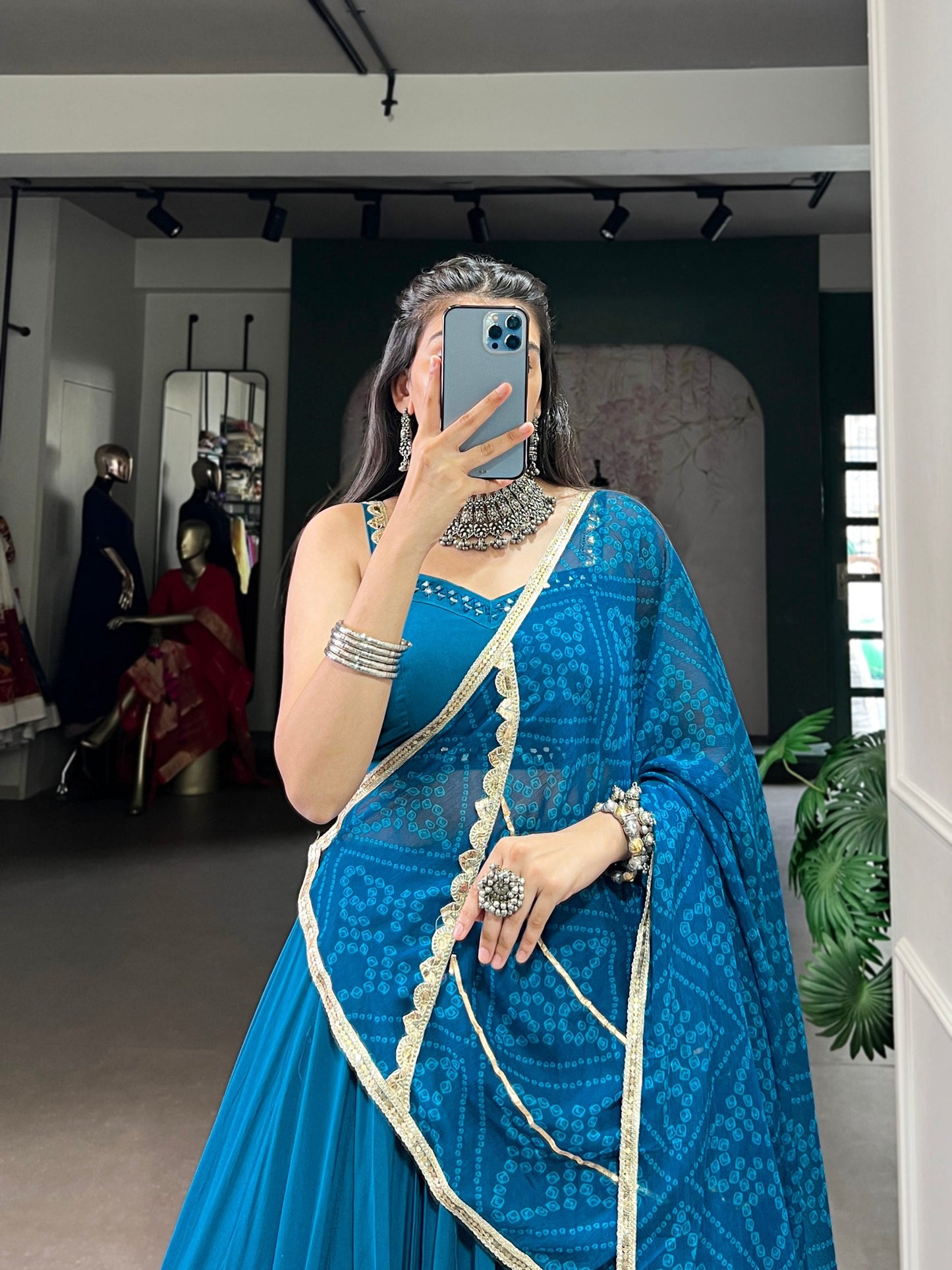 Rakshika Royal Blue with Golden Border Lehenga Choli