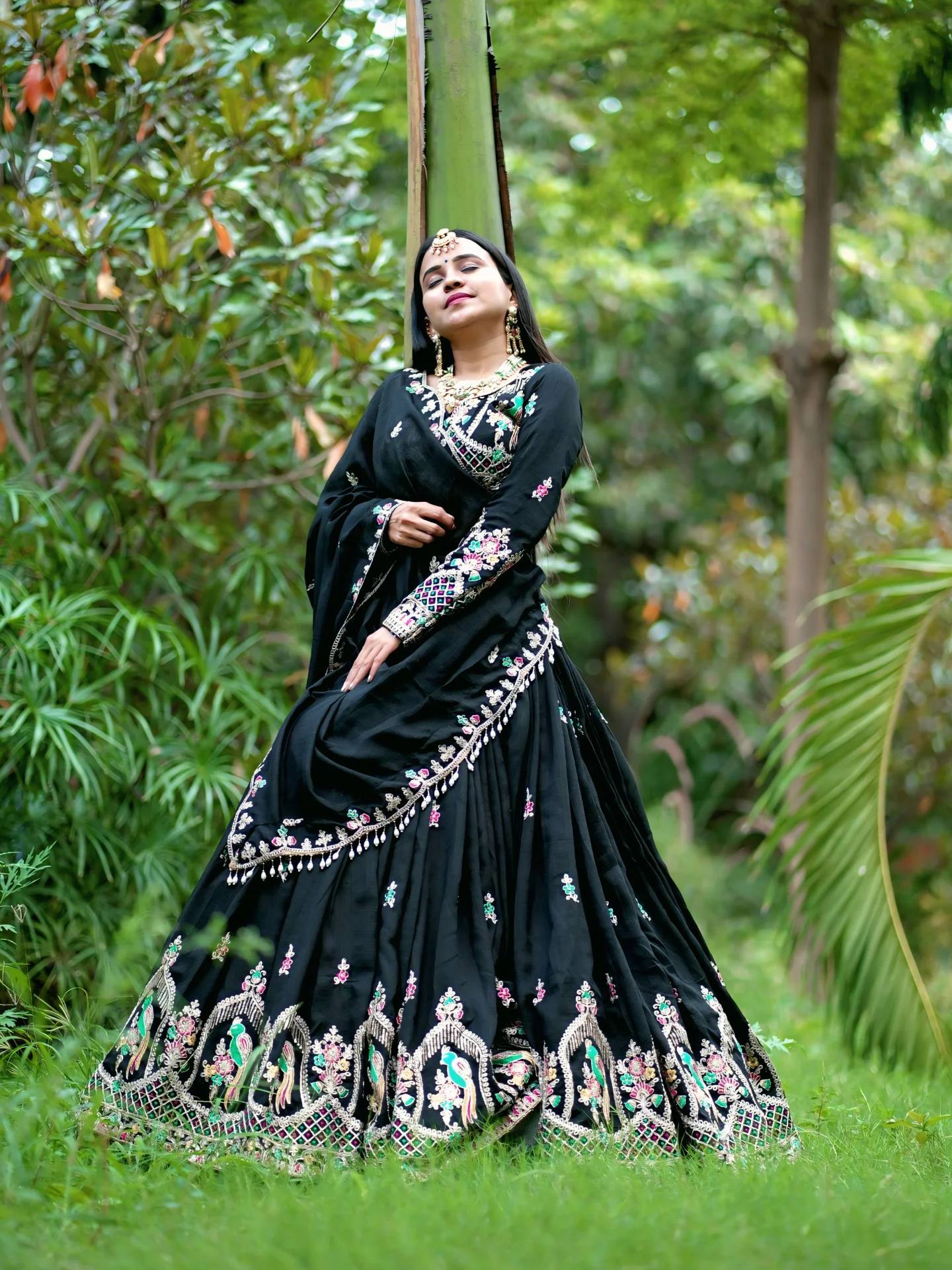 Hetvi Royal Black Embroidered Lehenga Choli