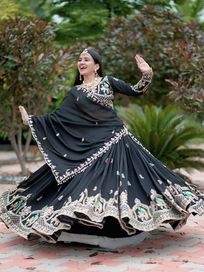 Hetvi Royal Black Embroidered Lehenga Choli