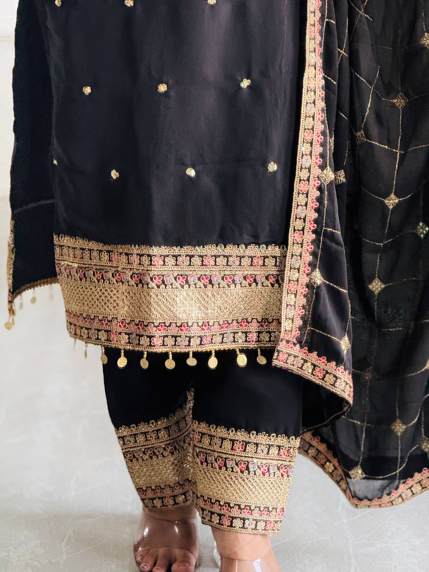 Aarvika Majestic Midnight Black Embroidered Suit
