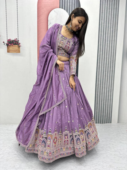 Ridhima Pure Vichitra Lehenga with Coading Sequence Work Dupatta