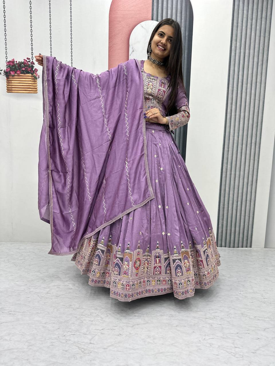Ridhima Pure Vichitra Lehenga with Coading Sequence Work Dupatta