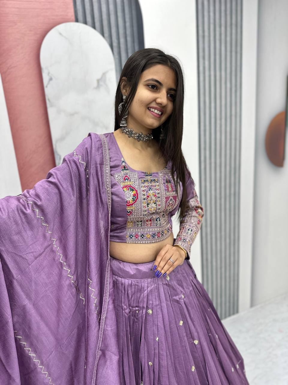 Ridhima Pure Vichitra Lehenga with Coading Sequence Work Dupatta