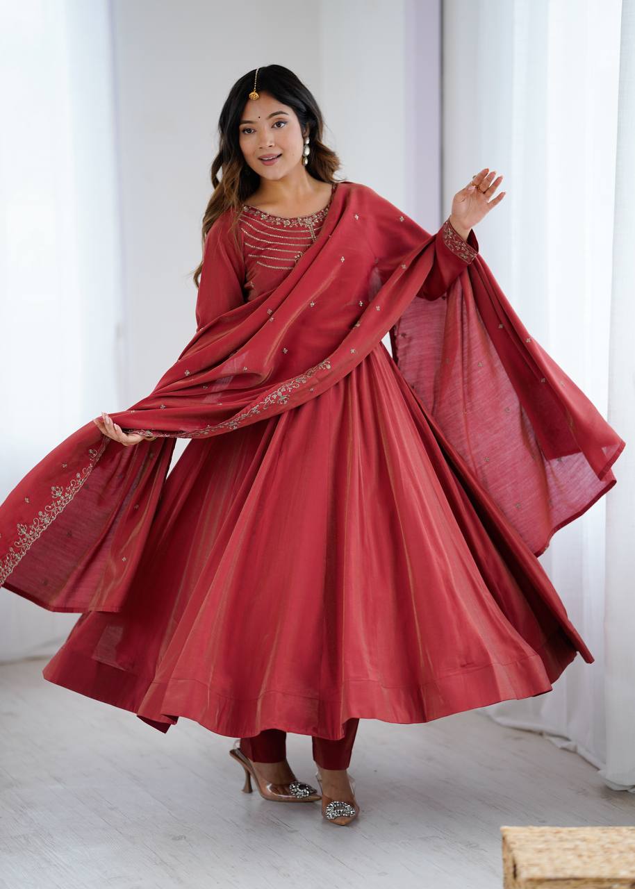 Amaira Royal Heritage Charm Designer Maroon Anarkali Suit