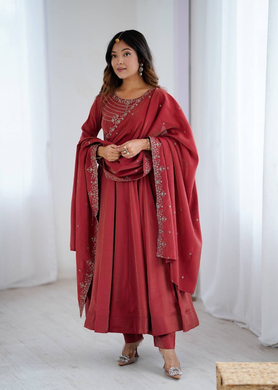 Amaira Royal Heritage Charm Designer Maroon Anarkali Suit