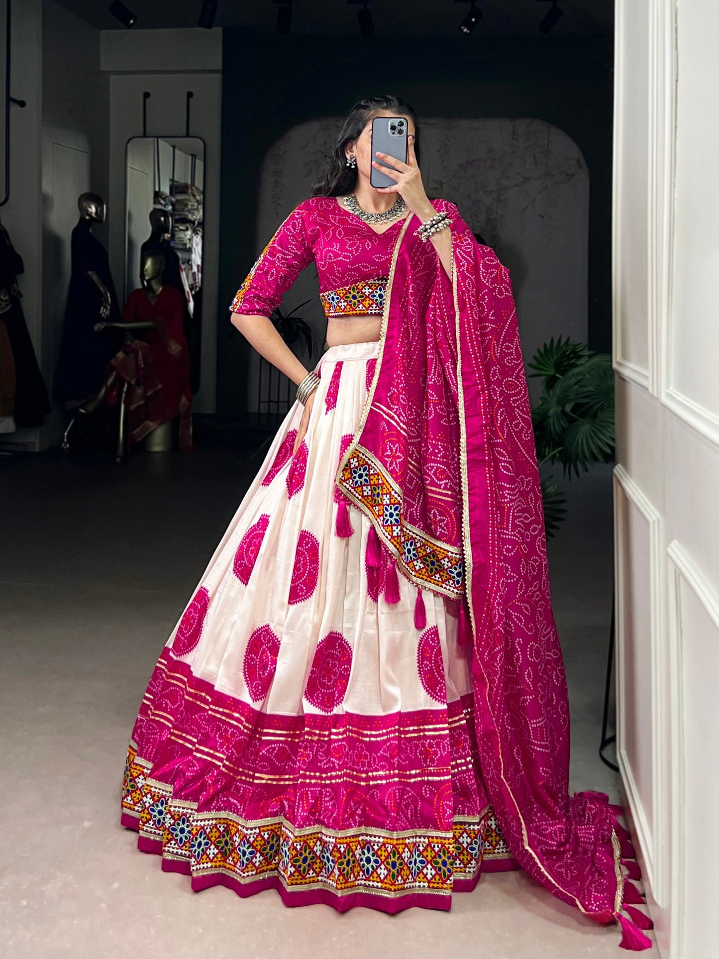 Vaidehi Traditional Bandhej Lehenga Choli Set