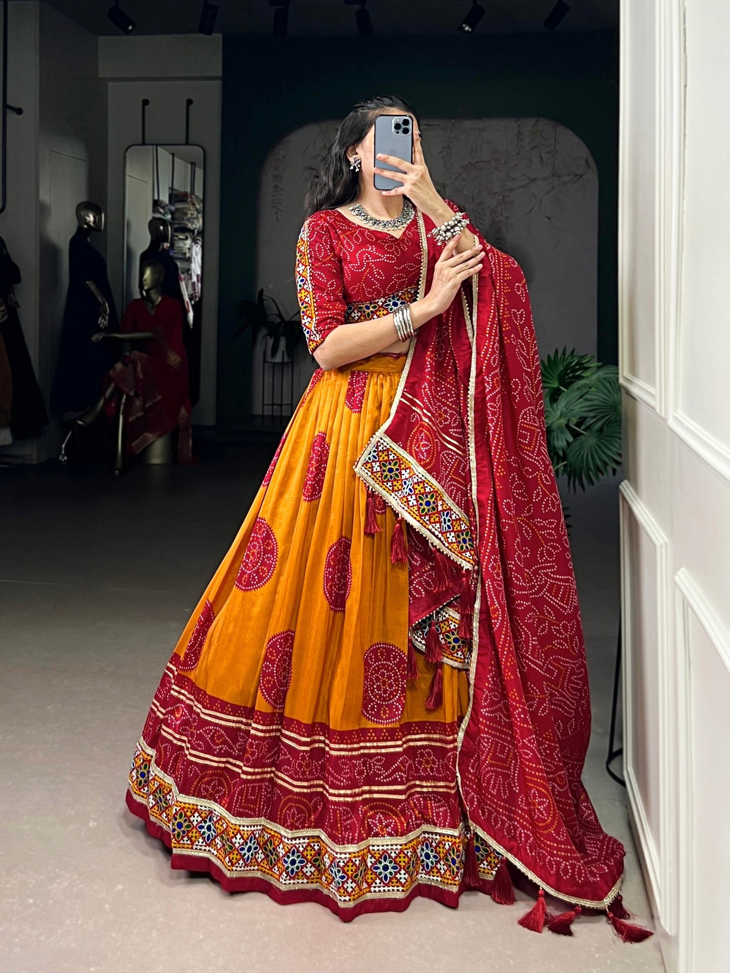 Vaidehi Traditional Bandhej Lehenga Choli Set