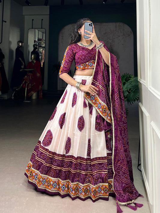 Vaidehi Traditional Bandhej Lehenga Choli Set