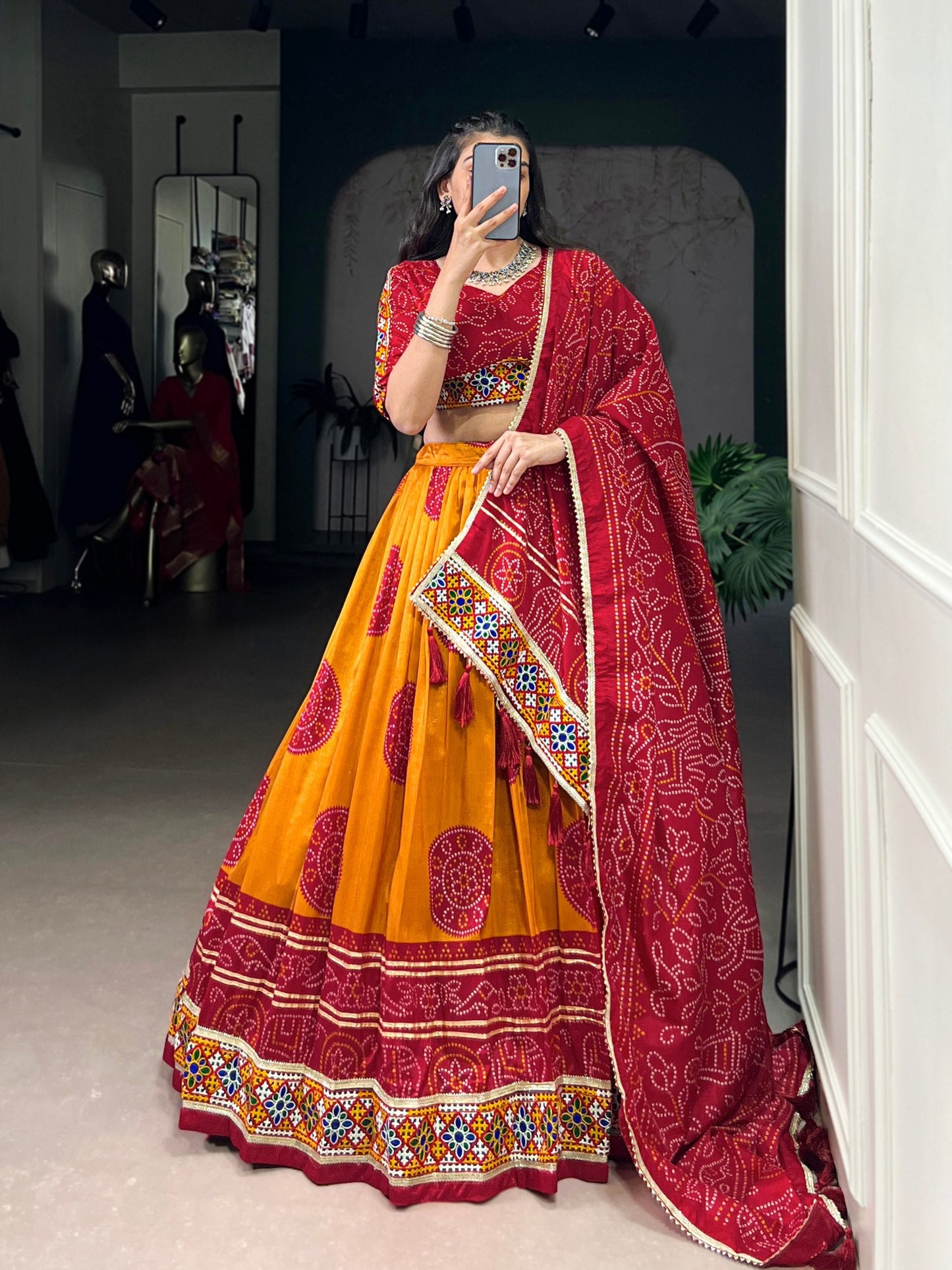 Vaidehi Traditional Bandhej Lehenga Choli Set