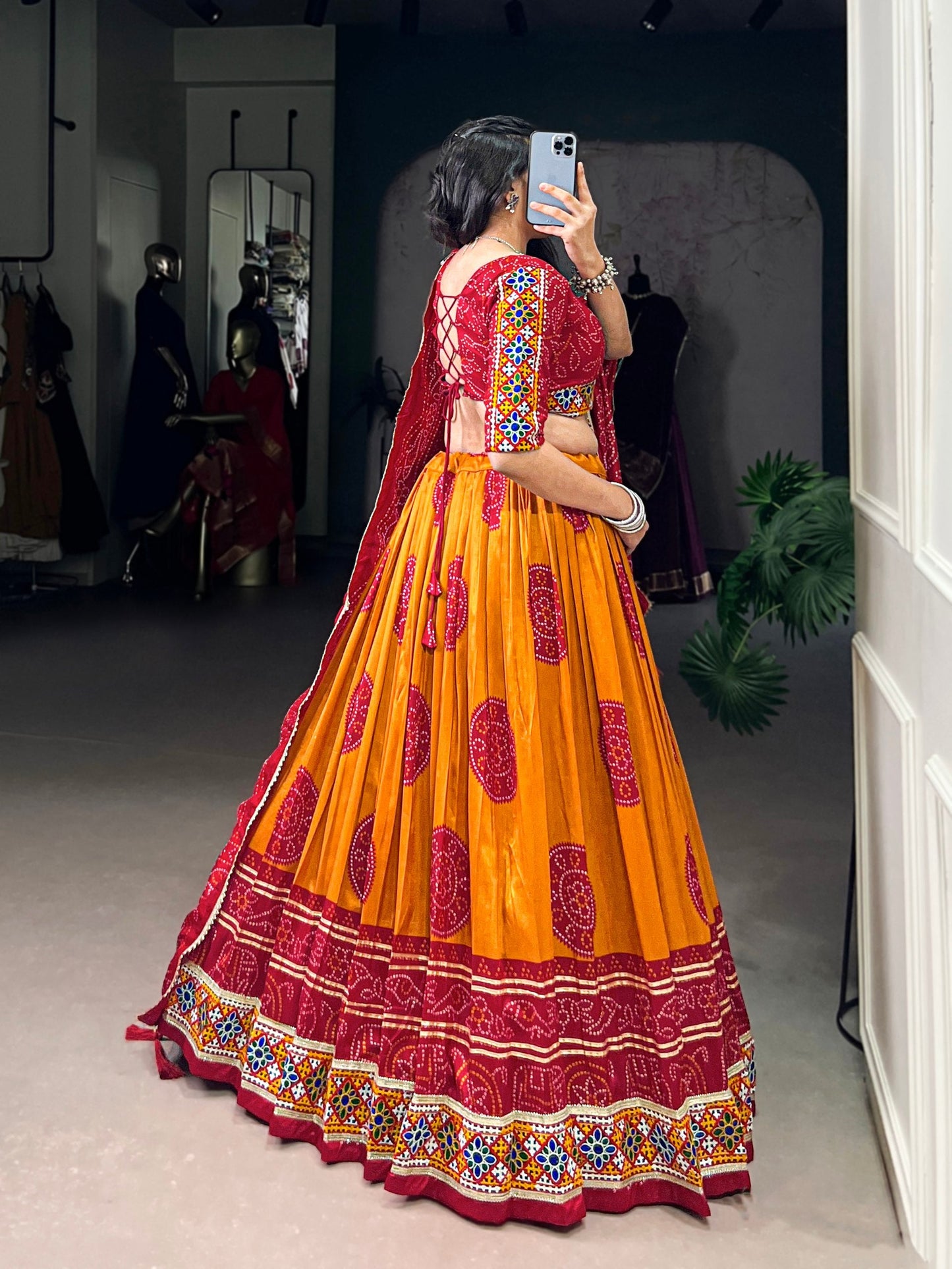 Vaidehi Traditional Bandhej Lehenga Choli Set