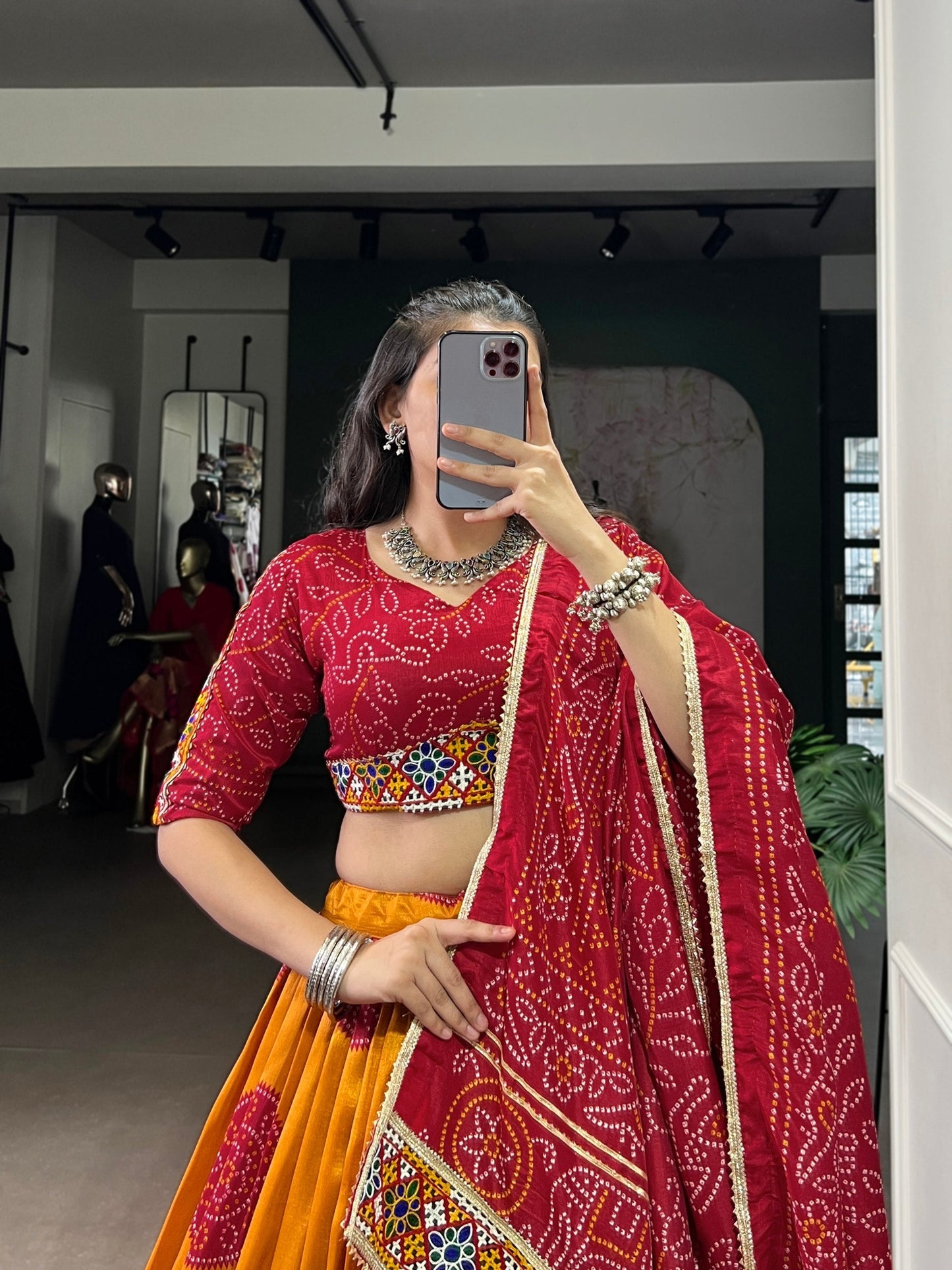 Vaidehi Traditional Bandhej Lehenga Choli Set