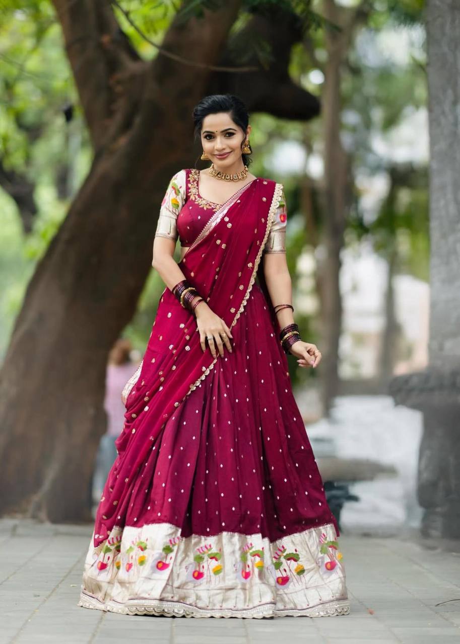 Vivah Vibes: Georgette Classic Maroon Lehenga with Modern Touch