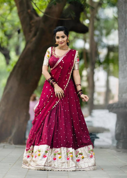 Vivah Vibes: Georgette Classic Maroon Lehenga with Modern Touch