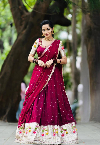 Vivah Vibes: Georgette Classic Maroon Lehenga with Modern Touch