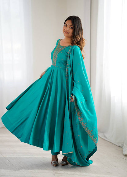 Lishika Teal Royal Aura Embroidered Anarkali Set
