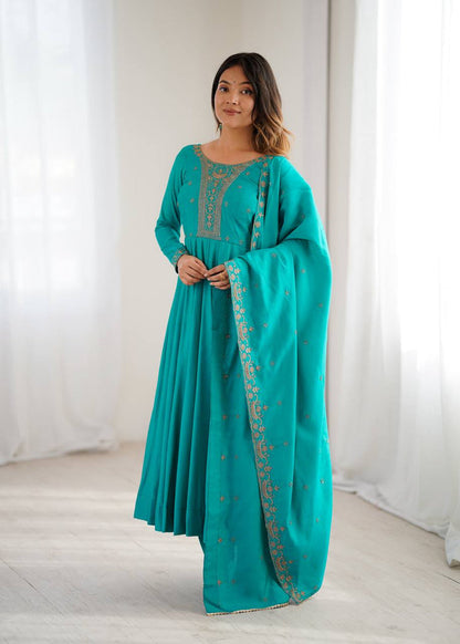 Lishika Teal Royal Aura Embroidered Anarkali Set