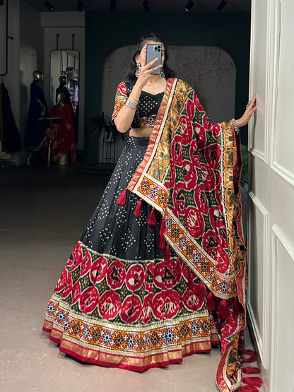 Reshma Mirror Embroidered Bandhej Inspired Lehenga Choli