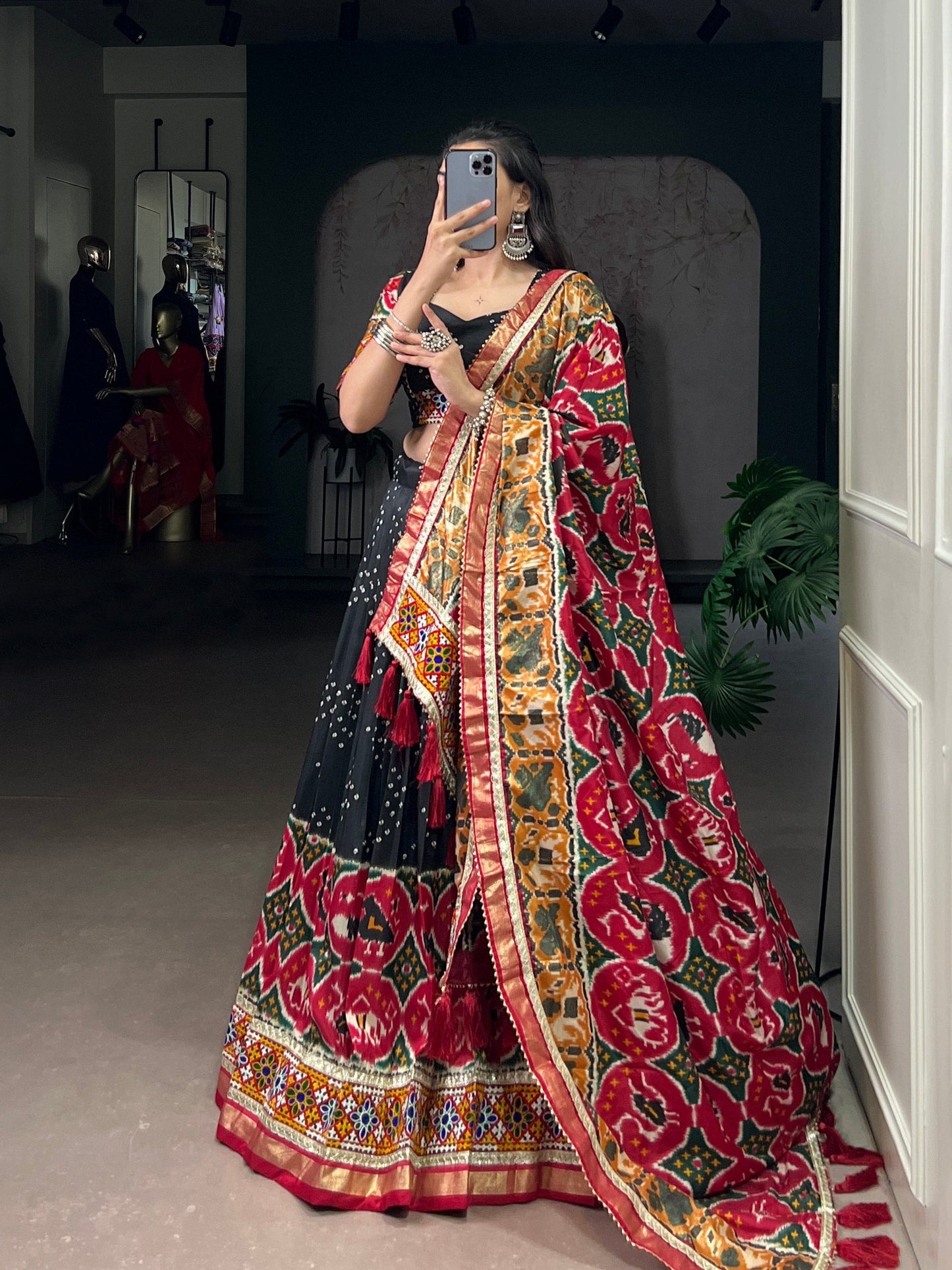 Reshma Mirror Embroidered Bandhej Inspired Lehenga Choli