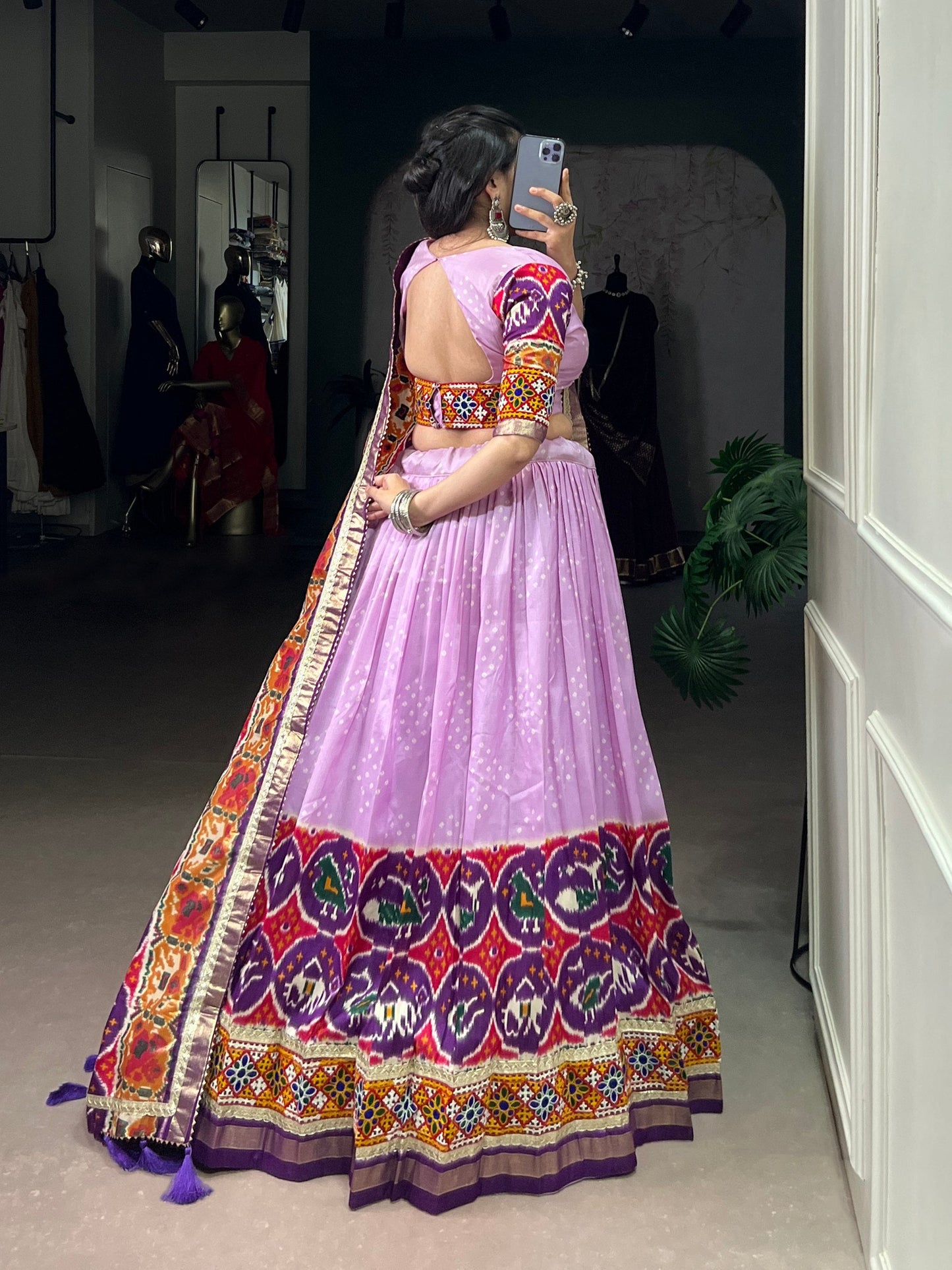 Reshma Mirror Embroidered Bandhej Inspired Lehenga Choli