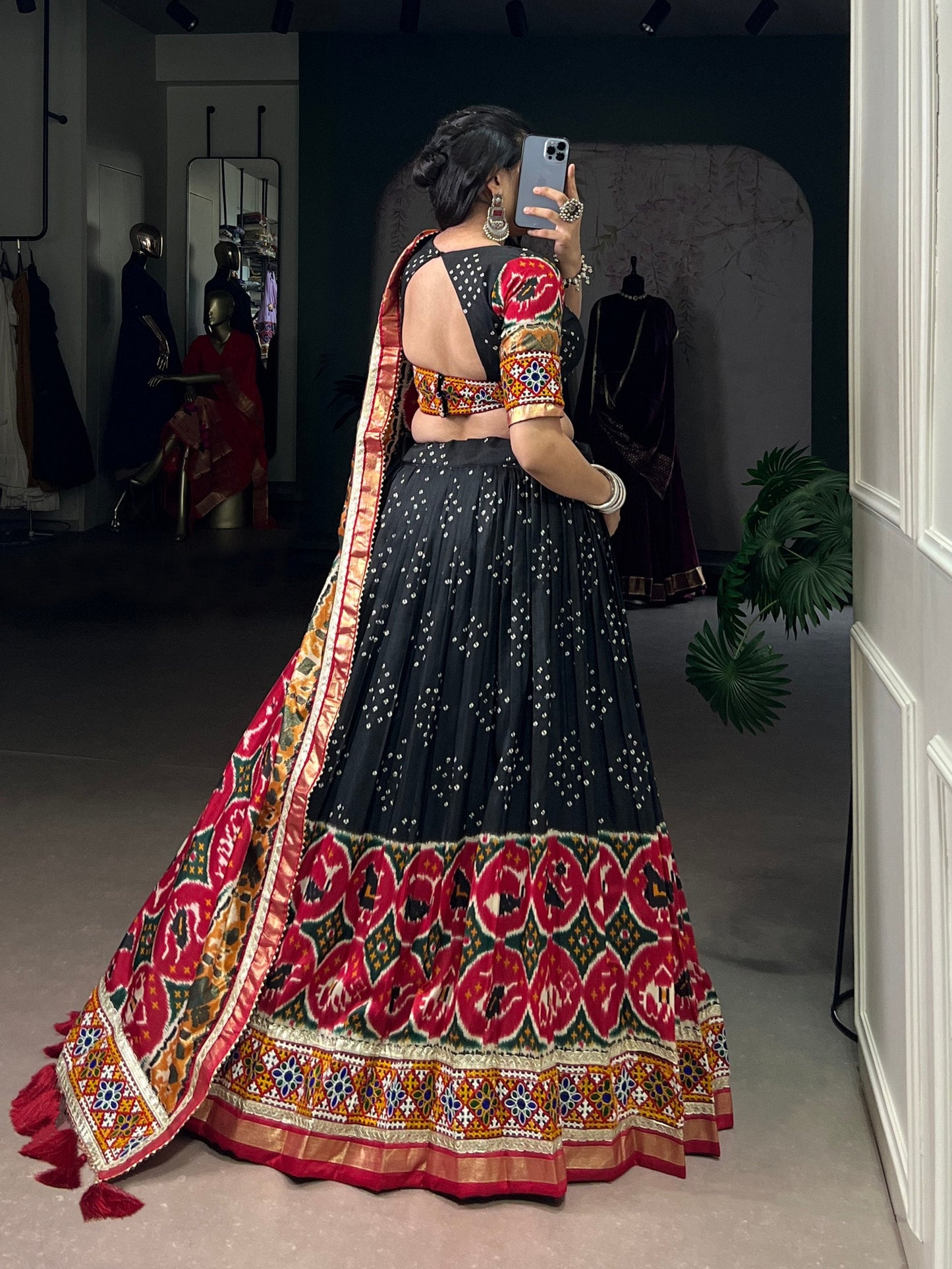 Reshma Mirror Embroidered Bandhej Inspired Lehenga Choli