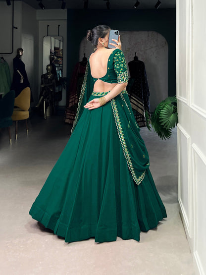 Nazakat – The Green Charm  Thread Embroidery Work Belt lehenga choli