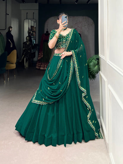Nazakat – The Green Charm  Thread Embroidery Work Belt lehenga choli