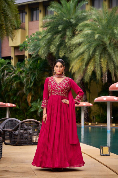Regal Magenta Anarkali Suit