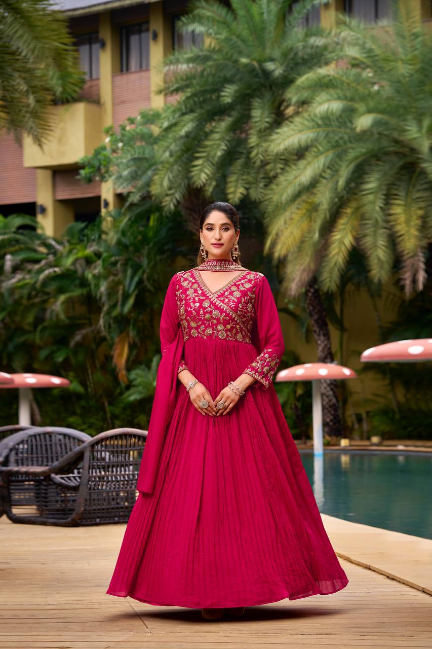Regal Magenta Anarkali Suit