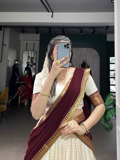 Anvika Maroon Kanjivaram Inspired Lehenga Choli