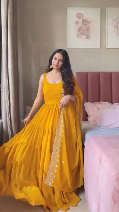 Golden Sunshine Anarkali Glow