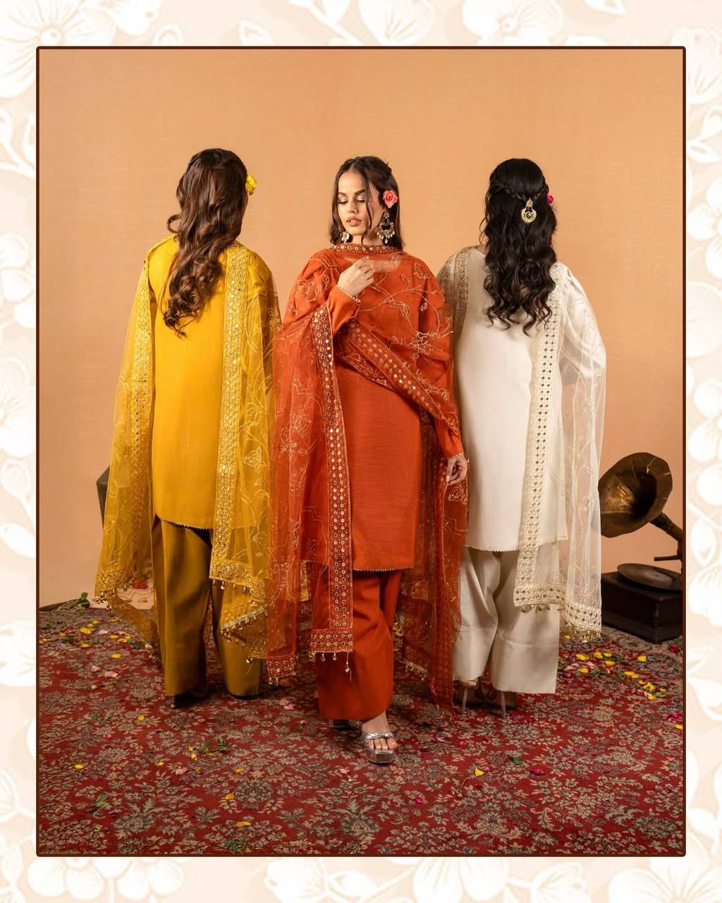 A Radiant Traditional Ensemble Festive Glamour Top With Farshi Salwar