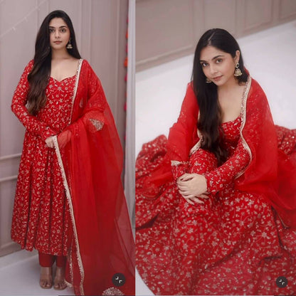 Ruby Radiance Ensemble Anarkali Gown