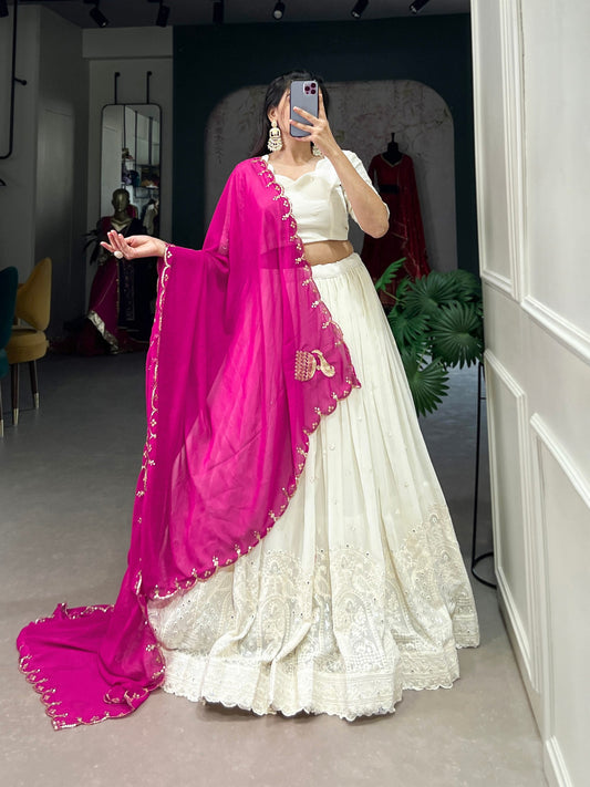 Majestic Motifs Lucknowi Elegance Georgette Lehenga Choli