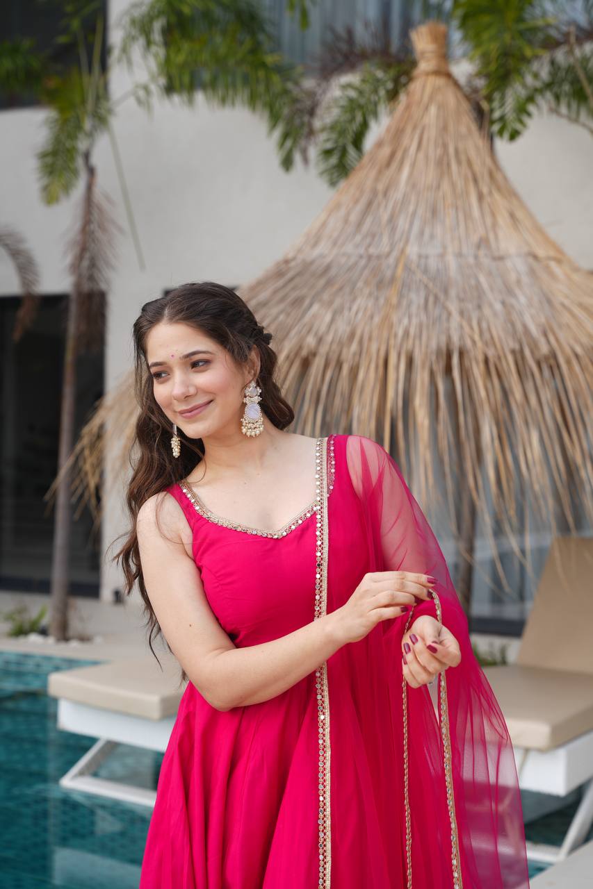 Zari Zikar Anarkali Set