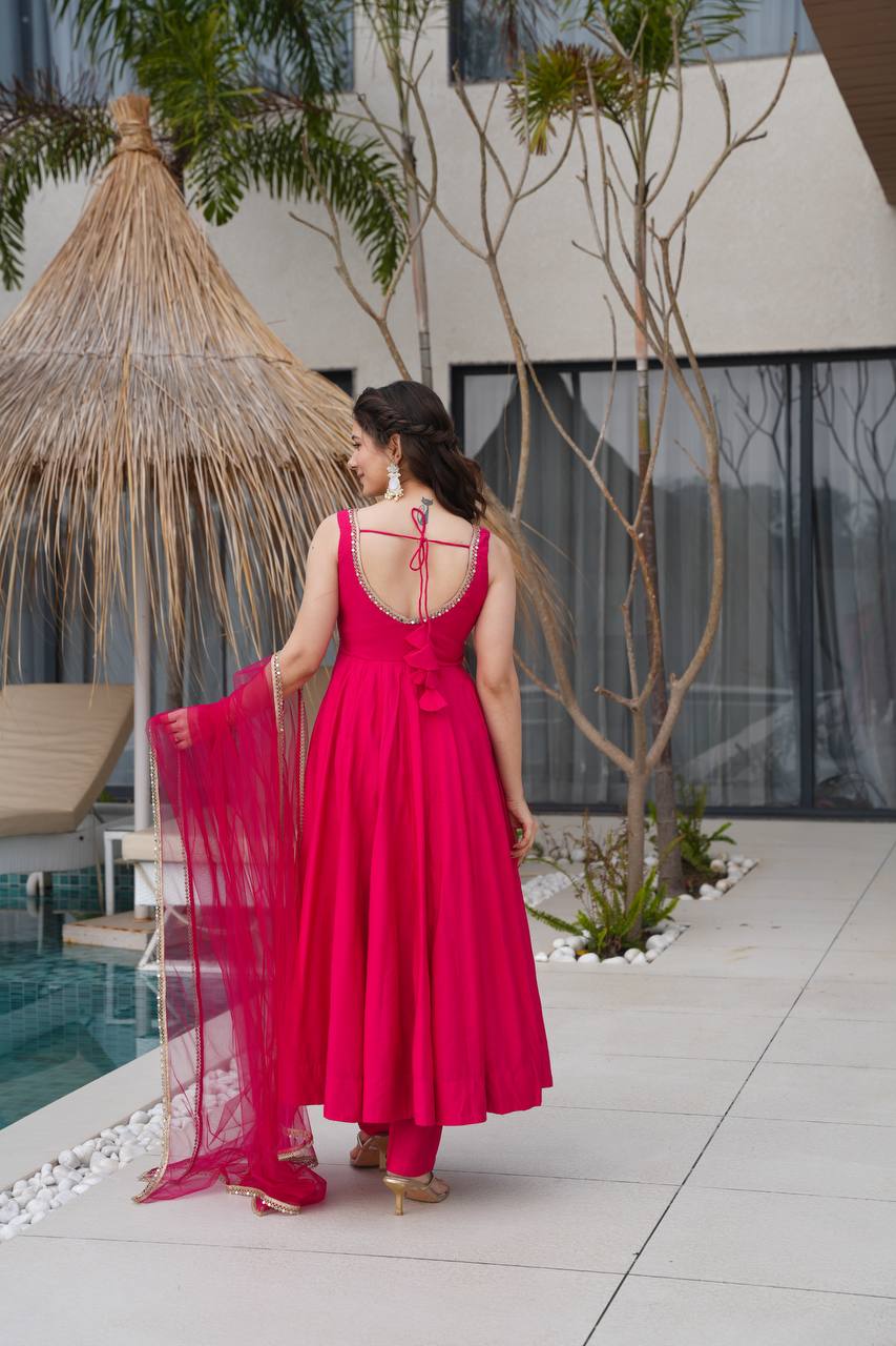 Zari Zikar Anarkali Set