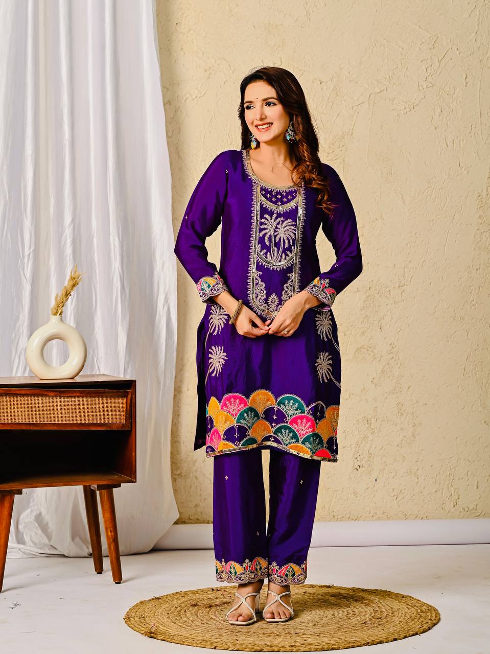 Royal Orchid Elegance Purple Embroidered Suit Set