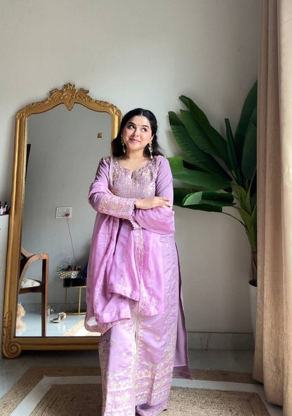Neha Lavender Embroidered Suit Set