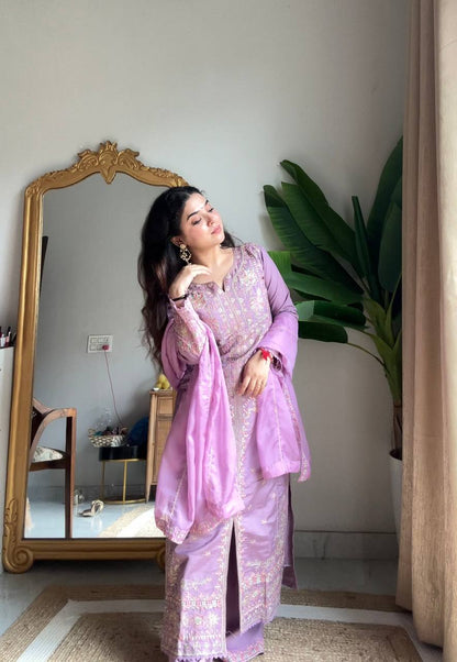 Neha Lavender Embroidered Suit Set