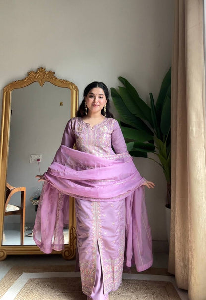 Neha Lavender Embroidered Suit Set