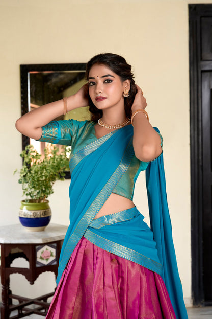 Cultural Glow Kanchipuram Zari Weaving Work Lehenga Choli