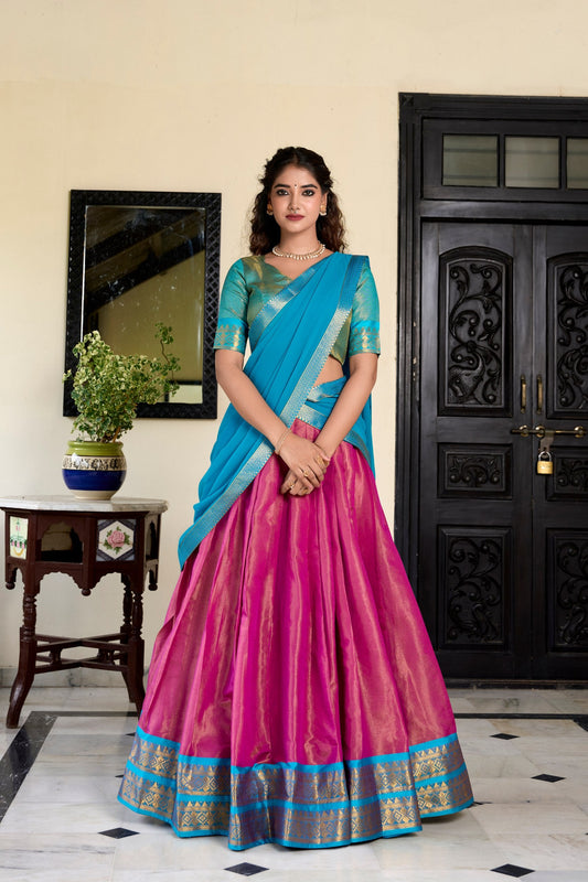 Cultural Glow Kanchipuram Zari Weaving Work Lehenga Choli