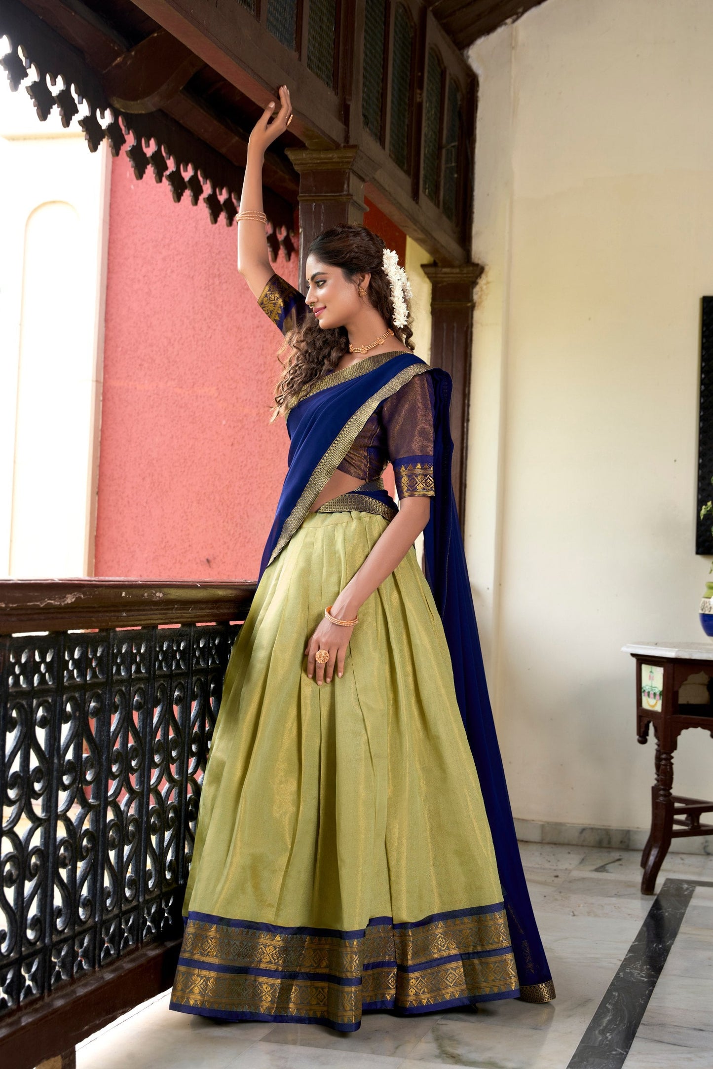 Cultural Glow Kanchipuram Zari Weaving Work Lehenga Choli
