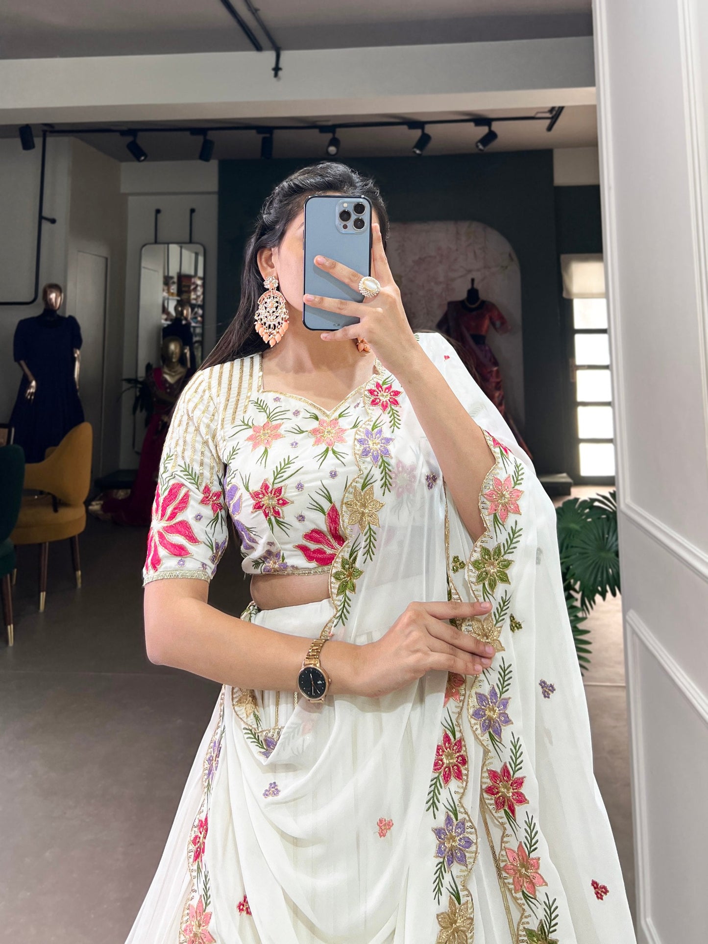 Aaradhya White Color Georgette Lehenga Choli